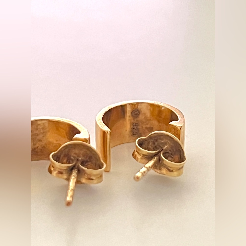 Gold-Tone Huggie Hoop Earrings with Heart-Back Posts
